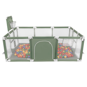 Baby Playpen Big Size Playground with Plastic Balls for Kids, green:yellow/green/blue/red/orange, 200 balls