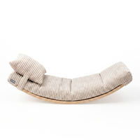 KiddyMoon Balance Board for Kids with Mattress and Pillow Wooden Sensory Wobble Board, natural/beige, Balance Board/Mattress/Pillow