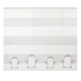 KiddyMoon Baby Play Mat Double-Sided Foam Mat For Kids Crawling Mat For Children Encourages Imagination Colourful Patterns Play Area Foldable Ideal for Indoors and Outdoors, White-Penguin, 180x200x1cm