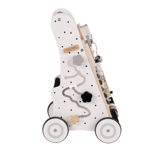 KiddyMoon Wooden Walker for Babies and Toddlers Push-Along WK-001, Black - White, Standard