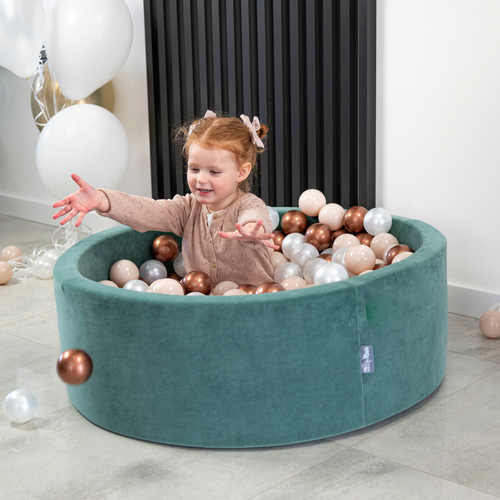 KiddyMoon Soft Plastic Play Balls ∅ 7cm/2.75in Multi-colour Made in EU, pastel beige/copper/pearl, 100 Balls/7cm-2.75in