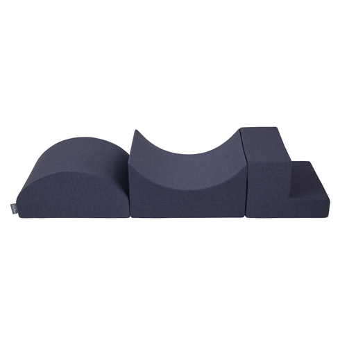 KiddyMoon Foam Playground for Kids Obstacle Course for Children Montessori Toy for Babies Soft Construction Blocks Element, Halfshaft/Ramp/Step, Certified Made in The EU, dark blue, Multi-Size