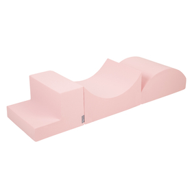 KiddyMoon Foam Playground for Kids with Square Ballpit ( ∅ 7cm/2.75In) Soft Obstacles Course and Ball Pool, Certified Made In The EU, pink:pearl/grey/transparent/powder pink, Ballpit (300 Balls) + Version 6
