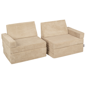 KiddyMoon Foam Sofa for Children Multifunctional Mattress Armchair Kids Foldable  Bed Folding Toddler Couch Chair for Playroom Bedroom Living Room, beige, 140x55x30 cm