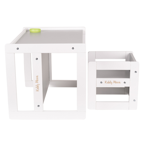 KiddyMoon Wooden Table with Chair for Kids TC-002, white/grey