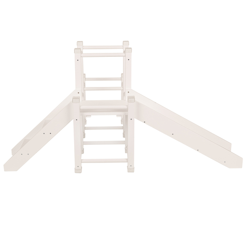 KiddyMoon wooden playground with a slide for kids, White, UNI