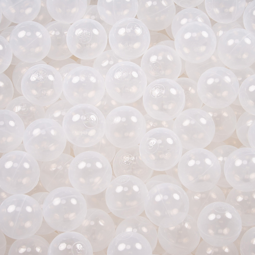 KiddyMoon Soft Plastic Play Balls ∅ 7cm/2.75in Mono-colour certified Made in EU, transparent, 300 Balls/7cm-2.75in