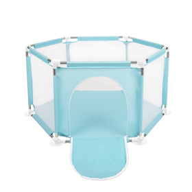 hexagon 6 side play pen with plastic balls, Mint:pearl/grey/transparent/babyblue/mint, 100 balls