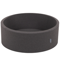 KiddyMoon Baby Foam Ball Pit with Balls ∅ 7cm / 2.75in Made in EU, dark grey:black/pearl/gold/grey, 90x30cm/200 balls