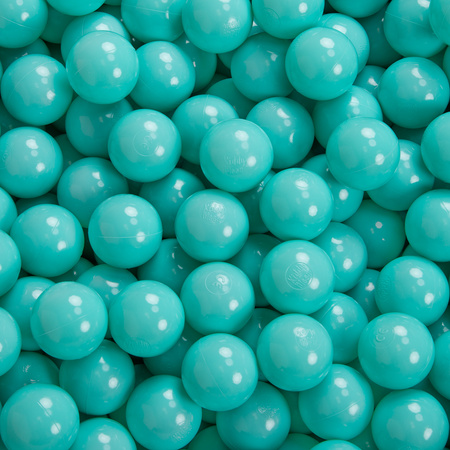 KiddyMoon Soft Plastic Play Balls ∅ 7cm/2.75in Mono-colour certified Made in EU, light turquoise, 100 Balls/7cm-2.75in