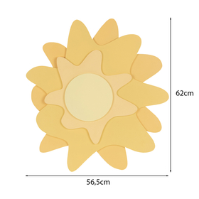 KiddyMoon wall decor kids room nursery wood mdf multiple shapes 3D, sun: yellow, UNI