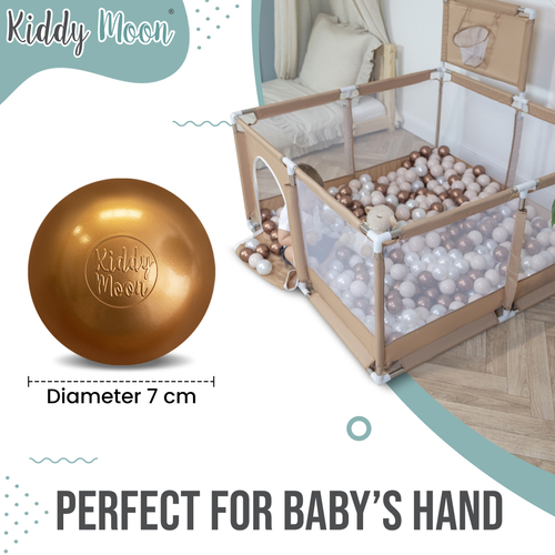 KiddyMoon Soft Plastic Play Balls ∅ 7cm/2.75in Multi-colour Made in EU, pastel beige/pastel blue/pastel yellow/mint, 300 Balls/7cm-2.75in