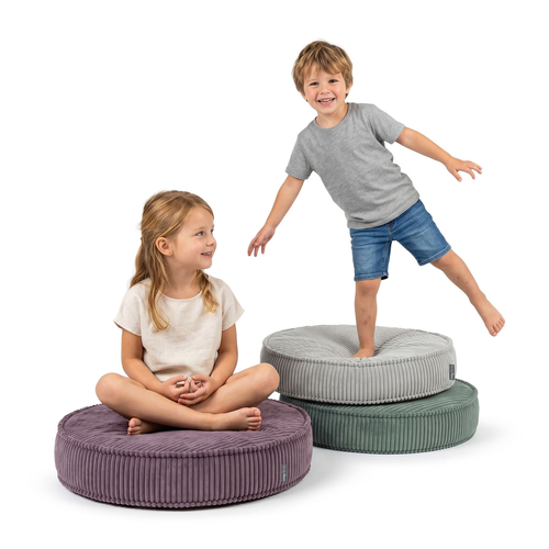 KiddyMoon 3-Piece Foam Elements for Kids Children's Room Accessory, green-light grey-purple, Lx3