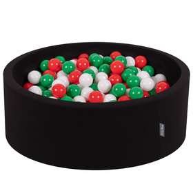 KiddyMoon Baby Foam Ball Pit with Balls ∅ 7cm / 2.75in Made in EU, Italy: green/white/red, 90x30cm/200 balls