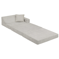 KiddyMoon Armchair Kids Foldable Children Multifunctional Foam Mattress Sofa Bed Folding Toddler Couch Chair for Playroom Bedroom Living Room, light grey, Armchair with Pillow