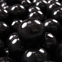KiddyMoon Soft Plastic Play Balls ∅ 7cm/2.75in Multi-colour Made in EU, Black, 100 Balls/7cm-2.75in