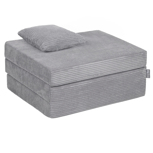 KiddyMoon Multifunctional Foam Mattress, Foldable Armchair for Kids, Children’s Sofa, Folding Couch Chair, dark grey, Mattress with Pillow