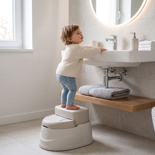 KiddyMoon Potty Training Chair for Toddlers with Step Stool and Lockable Lid, Beige, UNI