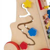 KiddyMoon Wooden Baby Walker Interactive Educational Toy for Children Multifunctional Push-Along Toy for Babies Montessori Walker for Kids Model WK-002, Multicolored, Adjustable Handle