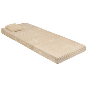 KiddyMoon Multifunctional Foam Mattress Foldable Bed Armchair Kids Children Sofa Folding Toddler Couch Chair for Playroom Bedroom Living Room, beige, Mattress with Pillow