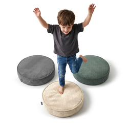 KiddyMoon 3-Piece Foam Elements for Kids Children's Room Accessory, green-beige-dark grey, Mx3