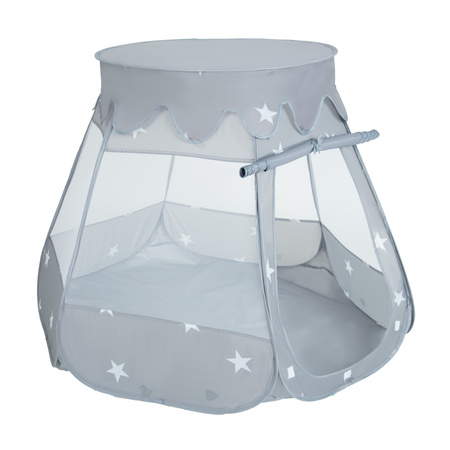 Play Tent For Kids Castle Baby Playhouse For Children With Colorful Balls Pop Up Perfect For Indoor And Outdoor Easy Set Up Includes Carry Bag, grey:grey-white-turquoise, 105x90cm/600 balls