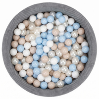 KiddyMoon Ball Pit for Baby and Toddler, Soft Play Ball Pool with ribbed Washable Cover, Dark Grey: Pastel Beige/Pastel Blue/White/Pearl, 90 x 30 cm / 200 Balls