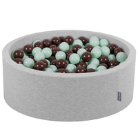 KiddyMoon Baby Ball Pit Soft Foam For Infants And Toddlers From 8 Months Removable Cotton Cover, Ice cream light grey, 90 x 30 cm / 200 Balls