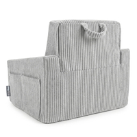 KiddyMoon Folding Children's Foam Armchair 2-in-1 Convertible Sofa for Kids, light grey, UNI