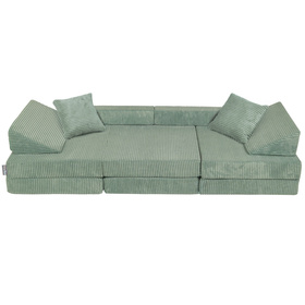 KiddyMoon Foam Sofa for Children Multifunctional Mattress Armchair Kids Foldable  Bed Folding Toddler Couch Chair for Playroom Bedroom Living Room, green, Sofa with 2 Pillows