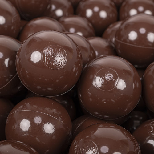 KiddyMoon Soft Plastic Play Balls ∅ 7cm/2.75in Multi-colour Made in EU, Dark Brown, 100 Balls/7cm-2.75in