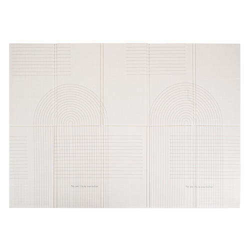 KiddyMoon Baby Play Mat Double-Sided Foam Mat For Kids Crawling Mat For Children Encourages Imagination Colourful Patterns Play Area Foldable Ideal for Indoors and Outdoors, Beige-Stripes, 150x200x1cm
