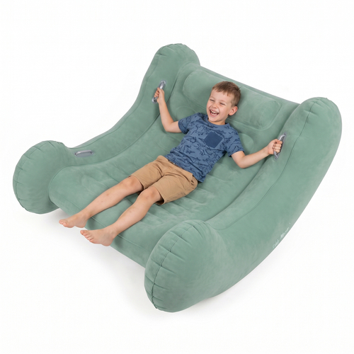 KiddyMoon Inflatable Sensory Rocker Chair For Kids With Pump And Handles, sage, L