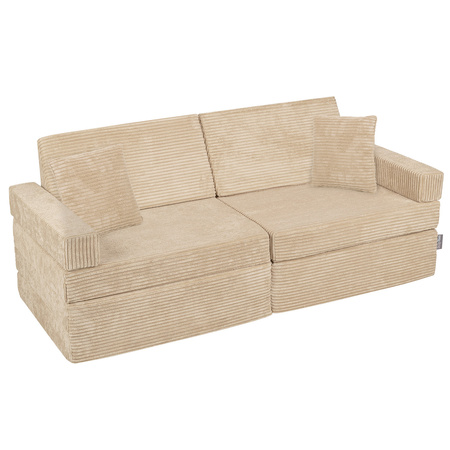 KiddyMoon Foam Sofa for Children Multifunctional Mattress Armchair Kids Foldable  Bed Folding Toddler Couch Chair for Playroom Bedroom Living Room, beige, Sofa with 2 Pillows