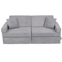 KiddyMoon Foam Sofa for Children Multifunctional Mattress Armchair Kids Foldable  Bed Folding Toddler Couch Chair for Playroom Bedroom Living Room, dark grey, Sofa with 2 Pillows