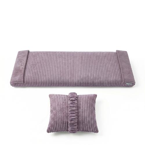 KiddyMoon Cushion Set For Balance Board Mattress and Pillow Ribbed Fabric Washable Cover, purple, Mattress/Pillow