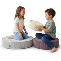 KiddyMoon 3-Piece Foam Elements for Kids Children's Room Accessory, beżowy-fioletowy-jasnoszary
