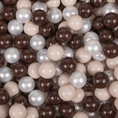 KiddyMoon Soft Plastic Play Balls ∅ 7cm/2.75in Multi-colour Made in EU, pastel beige/brown/pearl, 50 Balls/7cm-2.75in