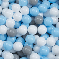 KiddyMoon Baby Foam Ball Pit with Balls ∅ 7cm / 2.75in Square Made in EU, light grey:grey/white/babyblue