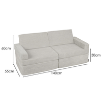 KiddyMoon Foam Sofa for Children Multifunctional Mattress Armchair Kids Foldable  Bed Folding Toddler Couch Chair for Playroom Bedroom Living Room, light grey, 140x55x30 cm