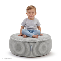 KiddyMoon Kids’ Foam Pouffe with Removable Cover, light grey, L
