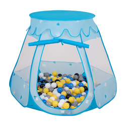 Play Tent For Kids Castle Baby Playhouse For Children With Colorful Balls Pop Up Perfect For Indoor And Outdoor Easy Set Up Includes Carry Bag, blue:black-white-grey-blue-yellow, 105x90cm/100 balls