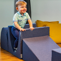KiddyMoon Foam playground set - wedge L/hill/tunnel/steps PPZ-244, navy blue, Multi-Size