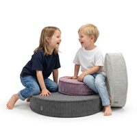 KiddyMoon 3-Piece Foam Elements for Kids Children's Room Accessory, fioletowy-jasnoszary-ciemnoszary