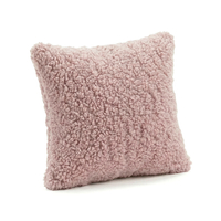 KiddyMoon Set Of Two Square Pillows Teddy Fleece Nursery Cushions, pink, 2 Pillows