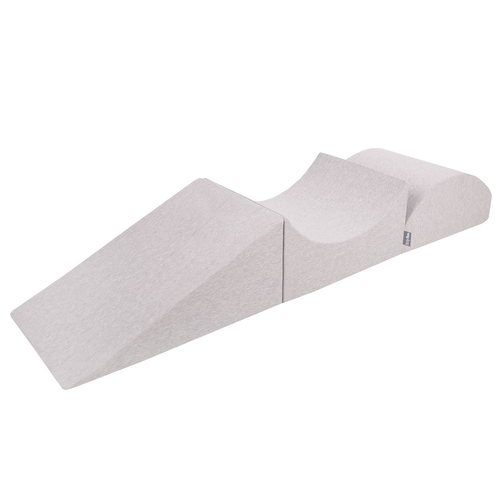 KiddyMoon Foam Playground for Kids with Square Ballpit ( ∅ 7cm/2.75In) Soft Obstacles Course and Ball Pool, Certified Made In The EU, lightgrey:powderpink/pearl/transparent, Ballpit (300 Balls) + Version 4