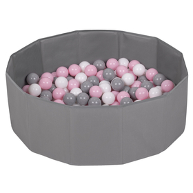 children colourfull foldable ballpit plastic balls, gray:white/gray/powder pink, 200 balls
