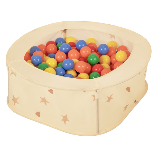 Ballpit Playpen For Kids, Babies And Toddlers Children Foldable Portable Indoor Outdoor, Light Beige: Yellow-Blue-Red-Orange, 400 Balls
