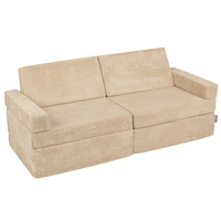 KiddyMoon Foam Sofa for Children Multifunctional Mattress Armchair Kids Foldable  Bed Folding Toddler Couch Chair for Playroom Bedroom Living Room, beige, 140x55x30 cm