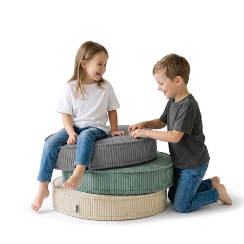 KiddyMoon 3-Piece Foam Elements for Kids Children's Room Accessory, green-beige-dark grey, Lx3